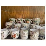 Collection of 13 Vintage Floral Porcelain Mugs from Germany and England