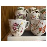 Collection of 13 Vintage Floral Porcelain Mugs from Germany and England
