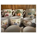 Collection of 13 Vintage Floral Porcelain Mugs from Germany and England