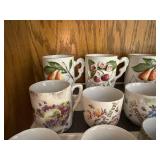 Collection of 13 Vintage Floral Porcelain Mugs from Germany and England