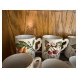 Collection of 13 Vintage Floral Porcelain Mugs from Germany and England