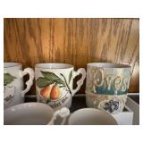 Collection of 13 Vintage Floral Porcelain Mugs from Germany and England