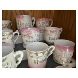 Set of 11 Vintage Porcelain Sentiment Cups & Figurine