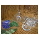 Set of 5 Assorted Glass Serving Pieces with Grape Motif