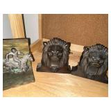Set of Vintage Cast Iron Bookends - Lion and Jockey Designs