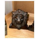 Set of Vintage Cast Iron Bookends - Lion and Jockey Designs