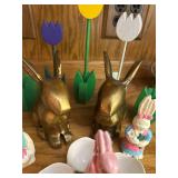 Easter-Themed Decor Set with Rabbits, Tulips, and Egg Holder
