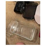 Assorted Kitchen Utensils and Pyrex Baking Dishes Set