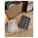 Assorted Kitchen Utensils and Pyrex Baking Dishes Set