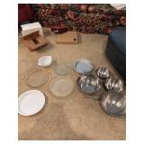 Assorted Kitchen Utensils and Pyrex Baking Dishes Set