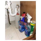 Collection of Household Cleaning Supplies and Paper Towels