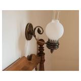 Antique Brass Wall-Mounted Lamps with Frosted Glass Shade Set of Two