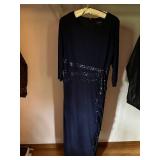 R&M Richards Navy Sequin Embellished Evening Gown Size 12
