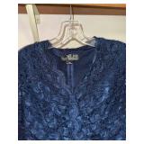 Alex Evenings Navy Blue Beaded Lace Dress Top