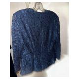 Alex Evenings Navy Blue Beaded Lace Dress Top