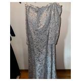 Alex Evenings Grey Lace Evening Gown, Size 12