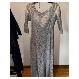 Alex Evenings Grey Lace Evening Gown, Size 12