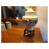 Vintage Floral Table Lamp with Decorative Base