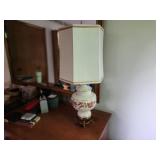 Vintage Floral Table Lamp with Decorative Base