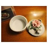Tea Rose Collection Porcelain Trinket Box with Flower Design