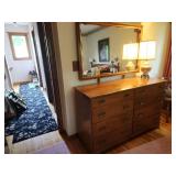 Vintage Baumritter Dan Allen Dresser with Mirror and Lamps