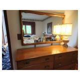 Vintage Baumritter Dan Allen Dresser with Mirror and Lamps