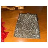 Vintage Wooden Basket with Beaded Purses