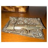 Vintage Wooden Basket with Beaded Purses