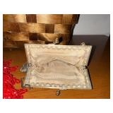 Vintage Wooden Basket with Beaded Purses