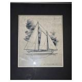 Collection of 3 Sailboat Sketch Prints by Charles Martin in Silver Frames