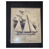 Collection of 3 Sailboat Sketch Prints by Charles Martin in Silver Frames