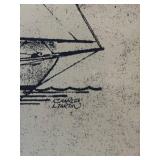 Collection of 3 Sailboat Sketch Prints by Charles Martin in Silver Frames