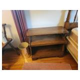 Vintage Wooden Three-Tier Side Table with Turned Details