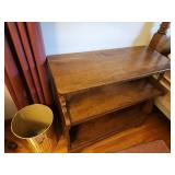 Vintage Wooden Three-Tier Side Table with Turned Details