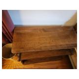 Vintage Wooden Three-Tier Side Table with Turned Details