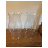 Pair of Clear Glass Hurricane Candle Holder Shades