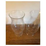 Pair of Clear Glass Hurricane Candle Holder Shades