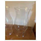 Pair of Clear Glass Hurricane Candle Holder Shades