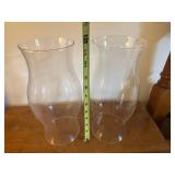 Pair of Clear Glass Hurricane Candle Holder Shades