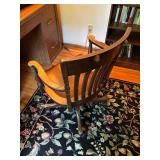 Vintage Wooden Office Chair with Armrests and Spindle Back
