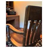 Vintage Wooden Office Chair with Armrests and Spindle Back