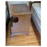 Vintage Wooden End Table with Two Shelves and Drawer