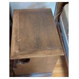 Vintage Wooden End Table with Two Shelves and Drawer