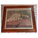 Framed Grant Wood Art Print "Fall Plowing"