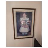 Framed Vintage Style Portrait of Girl with Flowers