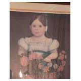 Framed Vintage Style Portrait of Girl with Flowers