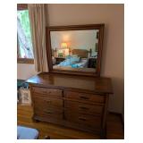 Vintage Wooden Dresser with Mirror and 6 Drawers