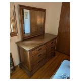 Vintage Wooden Dresser with Mirror and 6 Drawers