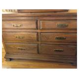 Vintage Wooden Dresser with Mirror and 6 Drawers