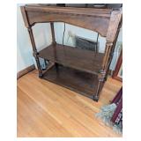 Vintage Wooden Two-Tier Console Table with Carved Details